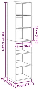 Ντουλάπι Γκρι Σκυροδέματος 45x41x185 εκ. Επεξεργασμένο Ξύλο - Γκρι