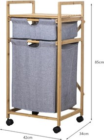 Καλάθι απλύτων διπλό Nextdeco μπαμπού Υ85x42x34εκ.