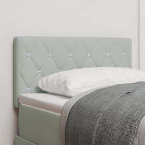 vidaXL Κεφαλάρι LED με κρυστάλλινα κουμπιά και ταυτισμένα Ανοιχτό γκρι 80 εκ. Βελούδο