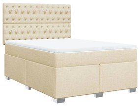 ΚΡΕΒΑΤΙ BOXSPRING ΜΕ ΣΤΡΩΜΑ ΚΡΕΜ 140X200 ΕΚ. ΥΦΑΣΜΑΤΙΝΟ 3290523