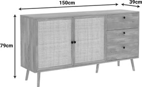 Μπουφές Oslo pakoworld sonoma 150x39x79εκ