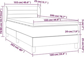 vidaXL Κρεβάτι Boxspring με Στρώμα Taupe 100 x 200 εκ. Υφασμάτινο