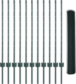 vidaXL Εξαγωνική Φράχτη με Στύλο 25 x 1 m PVC-Επικαλυμμένο Ατσάλι