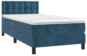 ΚΡΕΒΑΤΙ BOXSPRING ΜΕ ΣΤΡΩΜΑ &amp; LED ΣΚ. ΜΠΛΕ 80X200 ΕΚ. ΒΕΛΟΥΔΙΝΟ 3134613