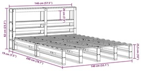 Σκελετός Κρεβατιού Χωρίς Στρώμα Καφέ 140x200 Μασίφ Ξύλο Πεύκου - Καφέ