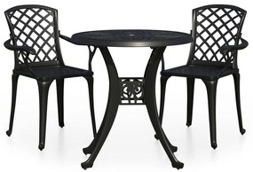 vidaXL Σετ Επίπλων Bistro 3 Τεμαχίων Μαύρο από Χυτό Αλουμίνιο