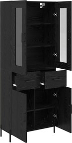 vidaXL Highboard Μαύρη Οξυά 69,5 x 34 x 180 εκ. Επεξεργασμένο ξύλο