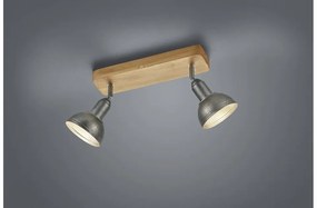 Πλαφονιέρα Φωτιστικό Οροφής 2xE14 Νίκελ Αντικέ Φυσικό Ξύλο Delhi 803400267 Trio Lighting-803400267-Νίκελ Ματ 803400267