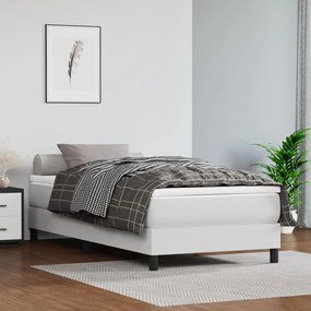 vidaXL Κρεβάτι Boxspring με Στρώμα Λευκό 90x190εκ. από Συνθετικό Δέρμα