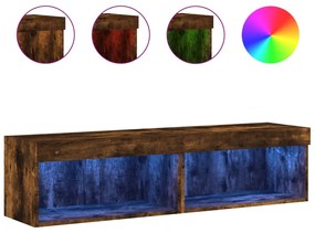vidaXL Έπιπλα Τηλεόρασης με LED 2 τεμ. Καπνιστή Δρυς 60x30x30 εκ.
