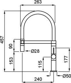 Elleci Wave Chrome - Μπαταρία Κουζίνας με Εύκαμπτο Ντους
