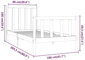 vidaXL Σκελετός Κρεβατιού Χωρίς Στρώμα 100x200 εκ. Μασίφ Πεύκο