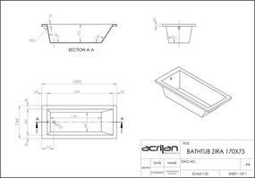 Acrilan Zira 170x75 - Ευθύγραμμη Ακρυλική Μπανιέρα - Maxxcoat, White Gloss