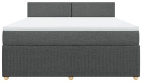 Κρεβάτι Boxspring με Στρώμα Σκούρο Γκρι 180x200 εκ Υφασμάτιν - Γκρι