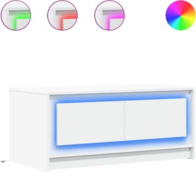 vidaXL Τραπεζάκι Σαλονιού με LED Φώτα Λευκό από Επεξ. Ξύλο