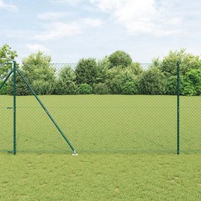 vidaXL Σετ Στύλων Φράχτη Πράσινο 1.5 x 10 m Επικαλυμμένος Χάλυβας