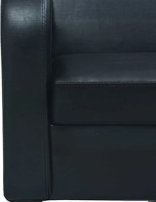 vidaXL Καναπές Τριθέσιος Μαύρος από Συνθετικό Δέρμα