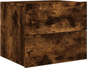 vidaXL Κομοδίνο Επιτοίχιο με Φώτα LED Καπνιστή Δρυς