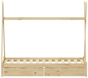Κρεβάτι παιδικό Lalitto τύπου Montessori με 2 συρτάρια ξύλο πεύκου φυσικό 90x190 εκ. 90x190x170 εκ.