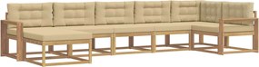 vidaXL Σειρά Καναπέ Εξωτερικού με μαξιλάρι 7 pcs Λευκό και Μπεζ