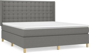 vidaXL Κρεβάτι Boxspring με Στρώμα Σκούρο Γκρι 180x200 εκ Υφασμάτιν
