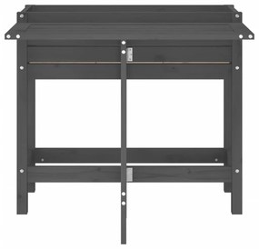 vidaXL Ζαρντινιέρα Κήπου με Πτυσσόμενο Τραπέζι Γκρι Μασίφ Ξύλο Πεύκου