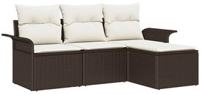 vidaXL Σετ Καναπέ Κήπου με μαξιλάρι 4 pcs Καφέ Πολυ ράταν