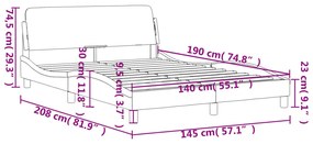 Σκελετός Κρεβατιού Χωρίς Στρώμα Κρεμ 140x190 εκ. Υφασμάτινο - Κρεμ