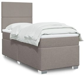 Κρεβάτι Boxspring με Στρώμα Taupe 100 x 200 εκ. Υφασμάτινο - Μπεζ-Γκρι