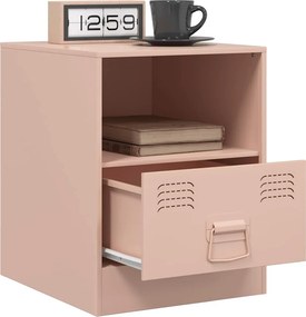 vidaXL Κομοδίνο Ροζ 34,5 x 39 x 44 εκ. από Χάλυβα