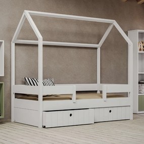 Kiddy Κρεβάτι σπιτάκι από μασίφ οξιά με αφαιρούμενη σκεπή Εκρού - Bazaar