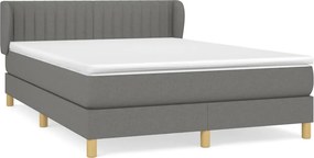 vidaXL Κρεβάτι Boxspring με Στρώμα Σκούρο Γκρι 140x190 εκ. Υφασμάτινο