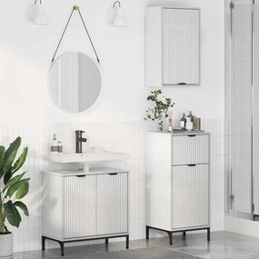 vidaXL Σετ Επίπλων Μπάνιου 3 pcs Γυαλιστερό λευκό 39.5 x 36 x 88 εκ