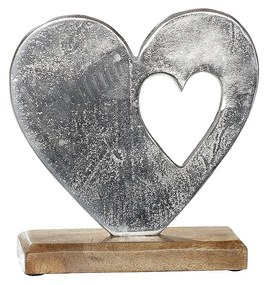 Διακοσμητικό ArteLibre Καρδιά Σε Βάση Ασημί/Φυσικό Αλουμίνιο/Ξύλο 5x20x20cm