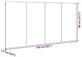 Κεφαλάρι Κρεβατιού με Κομοδίνα Γκρι Σκυρ. 160 εκ.Επεξεργ. Ξύλο - Γκρι