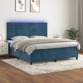 ΚΡΕΒΑΤΙ BOXSPRING ΜΕ ΣΤΡΩΜΑ &amp; LED ΣΚ. ΜΠΛΕ 180X200ΕΚ. ΒΕΛΟΥΔΙΝΟ 3136201