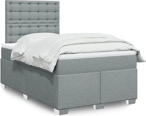 vidaXL Κρεβάτι Boxspring με Στρώμα Ανοιχτό Γκρι 120x190 εκ. Υφασμάτινο