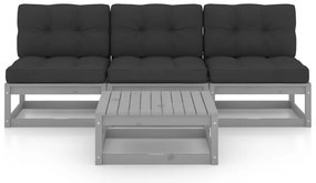 vidaXL Σαλόνι Κήπου Σετ 4 Τεμαχίων από Μασίφ Ξύλο Πεύκου &amp; Μαξιλάρια