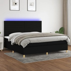 ΚΡΕΒΑΤΙ BOXSPRING ΜΕ ΣΤΡΩΜΑ &amp; LED ΜΑΥΡΟ 200X200 ΕΚ. ΥΦΑΣΜΑΤΙΝΟ 3135543