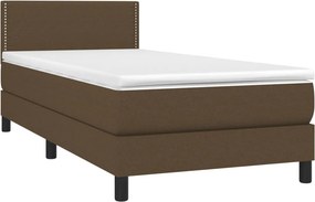 vidaXL Κρεβάτι Boxspring με Στρώμα &amp; LED Σκ.Καφέ 100x200 εκ Υφασμάτινο