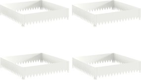 vidaXL Περίγραμμα γκαζόν 4 τμχ. 100 x 100 x 20 cm Ατσάλι Λευκό