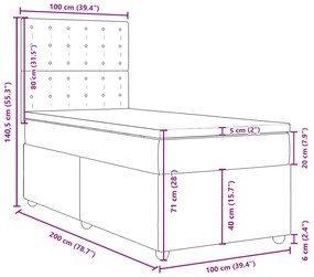 Κρεβάτι Boxspring με Στρώμα Σκούρο Καφέ 100x200 εκ. Υφασμάτινο - Καφέ