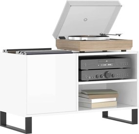 vidaXL Δισκοθήκη Γυαλ. Λευκή 85 x 38 x 48 εκ. από Επεξεργασμένο Ξύλο