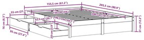 Σκελετός Κρεβ. Χωρίς Στρώμα Λευκό 150x200 εκ Μασίφ Πεύκο - Λευκό