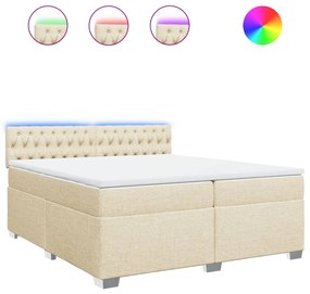 Κρεβάτι Boxspring με Στρώμα Κρεμ 200x200 εκ. Υφασμάτινο - Κρεμ