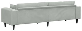vidaXL Καναπές με μαξιλάρι Ανοιχτό γκρι 250 x 77 x 76 εκ. Βελούδο