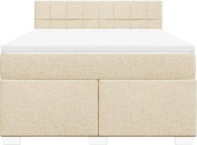 vidaXL Κρεβάτι Boxspring με Στρώμα Κρεμ 140x190 εκ. Υφασμάτινο