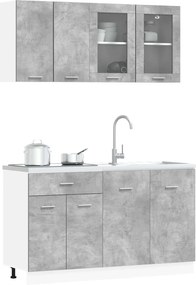 vidaXL Μονάδα κουζίνας Lyon 4 pcs Γκρι Σκυροδέματος Επεξεργασμένο Ξύλο