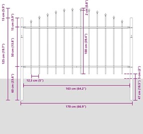 vidaXL Φράχτης Κήπου 3 pcs Γκρι 170 x 140 εκ