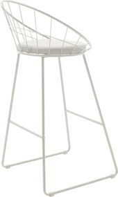 Σκαμπό μπαρ Seth pakoworld μέταλλο λευκό-μαξιλάρι PVC λευκό